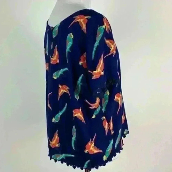 Red camel top size L navy blue orange parrot - Picture 4 of 8